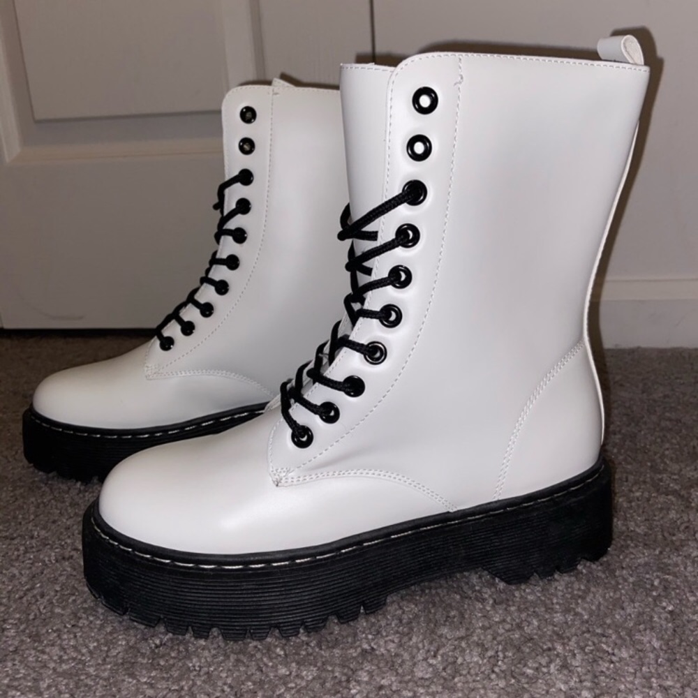 White combat boots